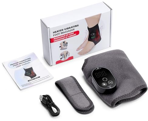 4-in-1 Fußmassagegerät, Neuropathie Fußmassage, Tragbares Fussmassagegerät Elektrisch mit 3 Vibrationsmodi, 6 Heizstufen, 3 Timer, Zur Pflege von Knöcheln, Füßen, Waden und Armen
