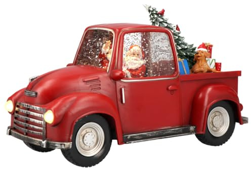 Weihnachtliche Deko Schneekugel mit Musik | Weihnachten Dekoration mit Melodie | Weihnachtsspieluhr | Musikspieluhr | Spieldose (Auto voll mit Geschenken 19,5 cm)