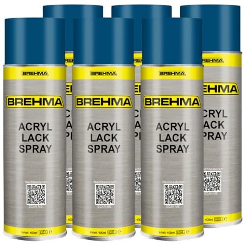 BREHMA 6x Acryl Lackspray Ral 5010 Enzianblau matt Lack Farbe Sprühfarbe 400ml