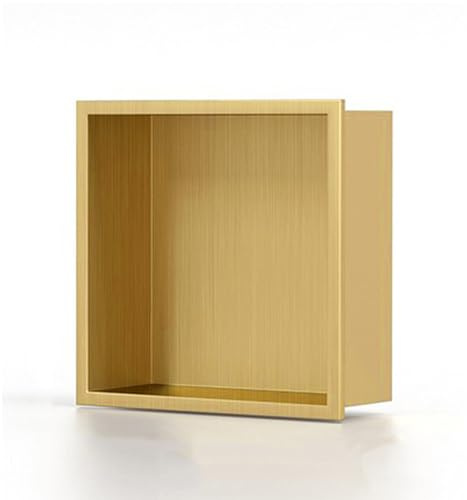LYXXW Eingelassene Duschnische Aus 304er Edelstahl, Eleganter Integrierter Regalsystem-Organizer, Keine Fliesen Erforderlich, Quadratisches 2-Stöckiges Aufbewahrungsregal,Gold,12.5x12.5x4.9