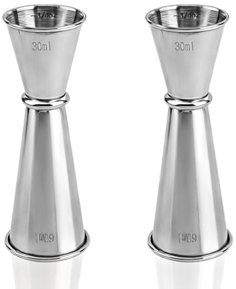 2 Pezzi 2 oz e 1 oz Doppio Misurino per Barman, Acciaio Inossidabile Jigger per Cocktail Misurino da Bar for Forniture Barman da Casa