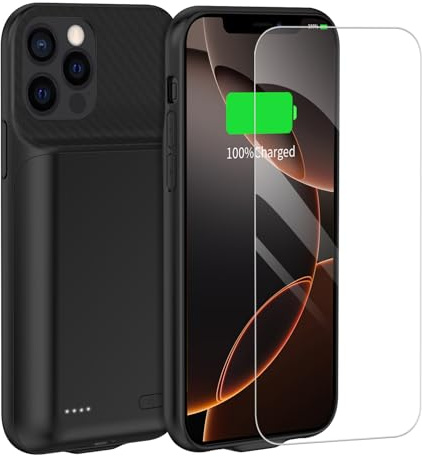 FLSTOR 10000mAh Battery Power Case for iPhone 16 Pro Max 6.9 inch with Screen Protector, Black