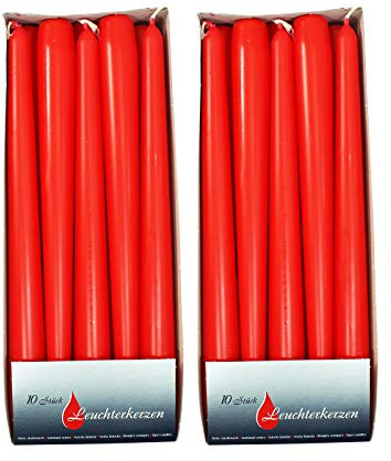 2er Pack Spitzkerzen rot, ca. 22 x 240 mm (2 x 10 Stück)