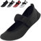 Acfoda Barfussschuhe Damen mit Klettverschluss Badeschuhe Herren Schnell Trocknend Wasserschuhe Frauen Männer Strand Aqua Schuhe Leicht Weiche Verstellbar Schwarz Gr.36/37