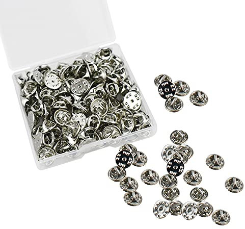 Lot de 100 fermoirs en métal de verrouillage en laiton pour broche, cravate, chapeau, insigne (argenté)