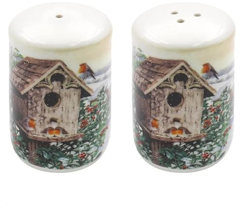 The Leonardo Collection LP52609 Christmas Robins Salt & Pepper Shakers Set, Fine China, Boxed
