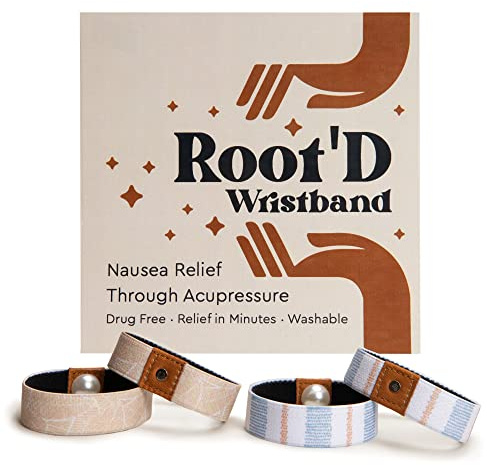 Root'd Anti-Übelkeits-Armband, gegen Bewegungskrankheit, Linderung von Morgenkrankheit – Meeresbänder für Reisekrankheit und Reisen, Schwangerschafts-/Übelkeitsband (klein)