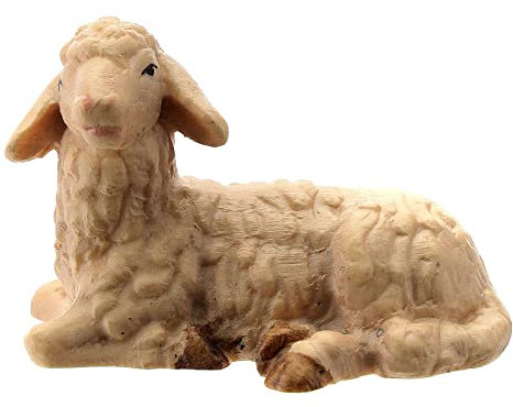 Holyart Schaf Holzfigur für Matteo-Krippe Grödnertal, 12 cm