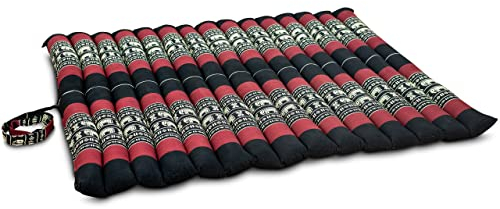 livasia Steppkissen XL - 75x75x4,5cm - nachhaltiges Hundebett, gemütliches Hundekissen, Schlafplatz Haustierbett, handgefertigt, Kapok, Outdoor (Schwarz/Elefanten)