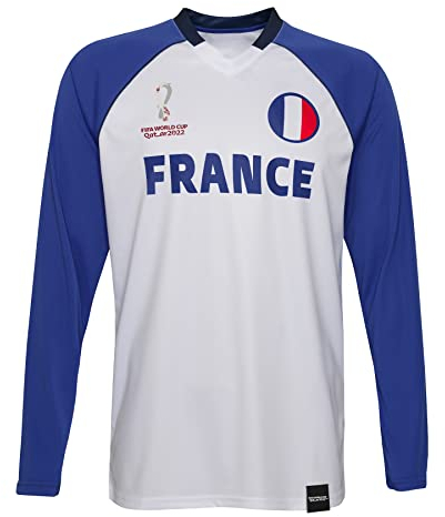 FIFA Ufficiale World Cup 2022 Classic Manica Lunga-Francia T-Shirt, Bianco/Blu, XXL Uomo