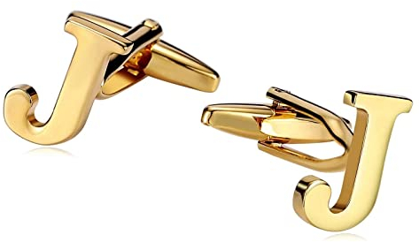Stfery Herren Manschettenknöpfe Herren, Manschettenknöpfe Gold Buchstabe Edelstahl Cufflinks Alphabetbuchstabe J Schmuck Geschenk