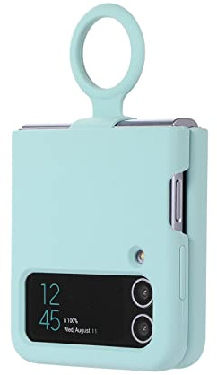 COQUE Samsung Z Flip 4 avec Anneau, étui en Silicone Liquide Ultra-Mince, étui Pliable pour téléphone Portable pour Samsung Galaxy Z Flip 4 5G,Bleu Ciel