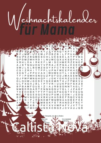 Weihnachtskalender für Mama: Wortsuchrätsel zum entspannten Ausgleich in der Weihnachtszeit