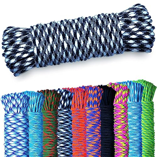 NEU AMZoutdoor® 5,10 oder 15m Paracord 550 Schnur | 7 Kernstränge | Outdoor Ausrüstung | Outdoor Camping | Paracord Schnüre für Hundehalsband | Hundeleine (Schwarz-Weiß, 10 Meter)