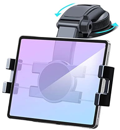 Soporte para tablet para salpicadero de coche, ventosa giratoria de 360° con abrazadera grande, soporte de teléfono para iPad Pro 12.9/9.7/11/10.5/Air/Mini 6 5 4 3, Samsung Galaxy Tab, iPhone 15/14,
