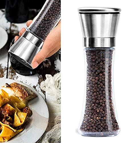 TONZN Poivre en Poudre Chili Moulin à Chili Mince Moulin à Chili Moulin à Sel et à Poivre de Cuisine Moulin en Acier Inoxydable de 6 Oz R_Silber-Money Moulin à Sel et à Poivre (Argent)