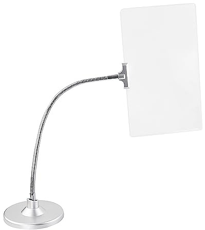 Meichoon Tischlupe, 4-fache Vergrößerung, 360° drehbar, biegbarer Ständer, HD-Fresnel-Linse, 25 x 14,5 cm, Lesen und Lesen von Zeitungen, Identifizieren von Farben, Schwarz