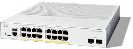 Cisco Commutateur administrable Cisco Catalyst 1300-16FP-2G, 16 Ports GE, PoE complète, Ports SFP 2x1GE, Garantie limitée à Vie (C1300-16FP-2G)