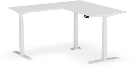 Standable L-Shape Höhenverstellbarer Schreibtisch L-Form 160 x 160 cm I elektrischer Office Table mit 3 Speicherstufen I L-Schreibtisch höheneinstellbar 65-125 cm I elektrischer Büro-Tisch