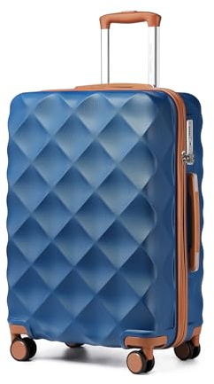 British Traveller Hartschalenkoffer Groß Handgepäck Koffer 74.5 * 49 * 30.5cm Reisekoffer Groß Koffer Trolleys ABS+PC mit TSA-Schloss Rollkoffer Suitcase Blau