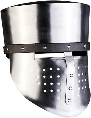 Better Buy Handicraft Laurin Steel Great Helmet Crusader Knightly Great Helmet LARP Costume