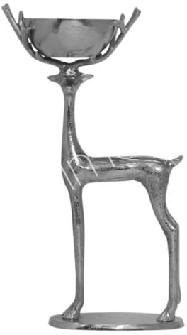 Colmore Hirsch mit Schale Silber Metall Modern Weihnachten 52 cm