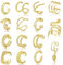 fdsmall 15pcs Ohr Manschette Helix Knorpel Ohr Manschette Knorpel Ohrring Kein Piercing 14K Gold Einfache Criss Cross Doppellinien Einstellbare Minimalistische CZ Wrap Ohrringe (Gold)