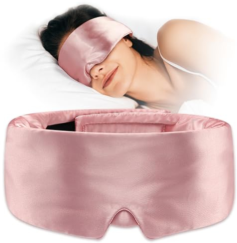 Umisleep Weiche Schlafmaske, Verbesserte 3D-Nasenpads, Atmungsaktive Augenmaske mit breitem Kopfband, Verstellbarer für Herren und Frauen (Rosa)