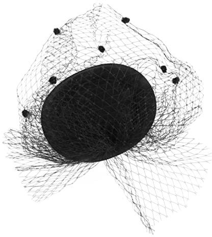 WATIIFUFU Schwarzer Fascinator Hut mit Schleier für Frauen, 1 Stück