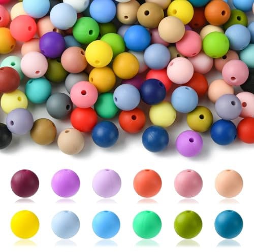 UR URLIFEHALL 200 Pcs 9mm Mix Colour Round Silicone Beads for DIY Crafts