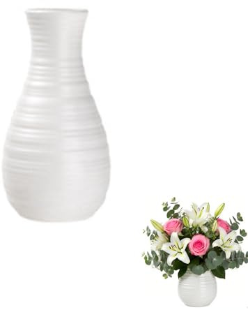 lvifloae Blumenvase im nordischen Stil, simulierte Blumenvase, Dekoration, Moderne ästhetische Vase für Wohnzimmer, Esszimmer, Typ A, groß, weiß (B Type White)