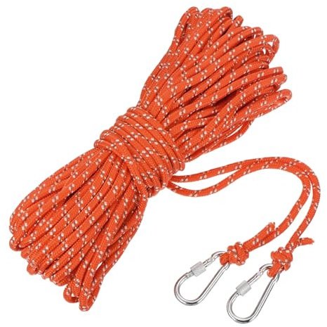 sourcing map 6mm Hollow Braided Polypropylene Anchor Line with Hook, 30m Nylon Floating Rope for Marine Pool Rescue Life Line Boat Anchor Rope, Orange