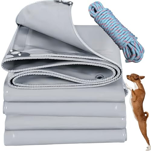 YANFEILI Telone per esterni,1x7m 520g/m² teloni PVC telo impermeabile,con occhielli per coperture barca camion pergolato copri camper copri legna,Telo impermeabile esterno Misure grigio