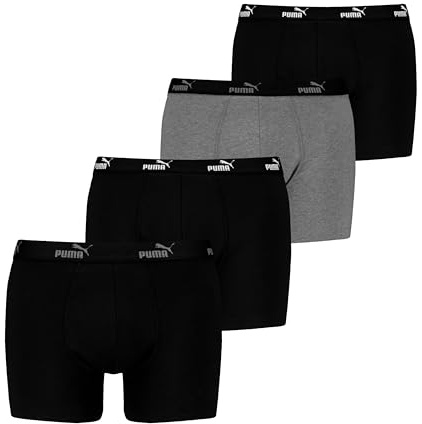 PUMA Herren Boxers Everyday Comfort Cotton Stretch | 4er Pack (DE/NL/SE/PL, Alphanumerisch, L, Regular, Regular, Black)