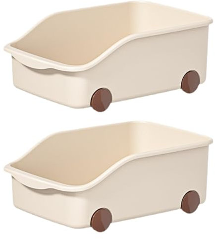 perfk Lot de 2 bacs de rangement pour armoires de cuisine avec roulettes pour placard, sous l'évier, congélateur