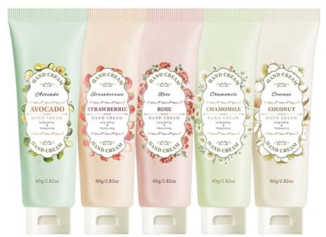 Handcreme für Sehr Trockene Hände, Winter-Handcreme 80g, Feuchtigkeitscreme Pflegecreme für Trockene Rissige Hände, Handcreme Geschenk für Frauen Valentinstag Geburtstags (5PCS, 80g)