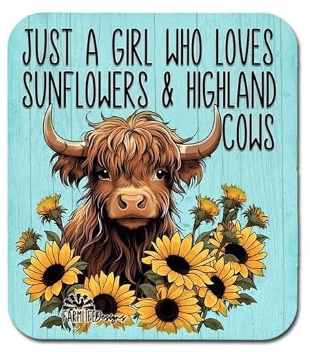 Blechschilder Highland Cow Sunflower Magnet large size 4 handmade girl who loves metal tin sprüchen wandkunst home deko