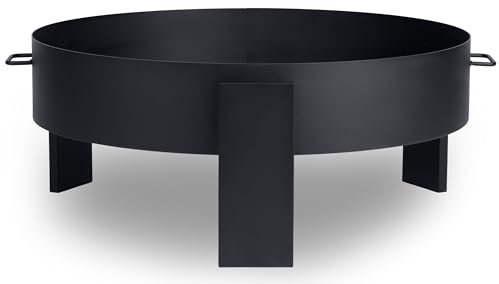Berdsen Feuerschale 80 cm Feuerstelle Outdoor Feuerkorb Garten Rostfrei Stahl Pulverbeschichtet Schwarz