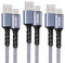 GHNTJAP USB C Charger Cable 1M 3-Pack,USB to USB C Cable 3A Fast Charging Nylon Braided Compatible with iPhone16/15,Galaxy S24/S23/S22,Huawei,Pixel,iPad,Switch - Grey
