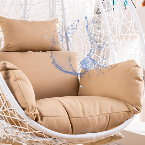 Generisch Kissen für Hängesessel Outdoor, Wasserdicht Hängesessel Sitzkissen Auflage für Hängeschaukel mit abnehmbarem Bezug Reißverschluss für Garten Terrasse Balkon und Schaukelstuhl,Khaki