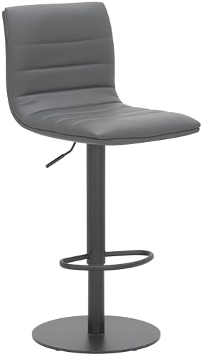 Lamboro Deluxe Aldo Bar Stool - Charcoal Grey, Matt Black Frame, Adjustable Height