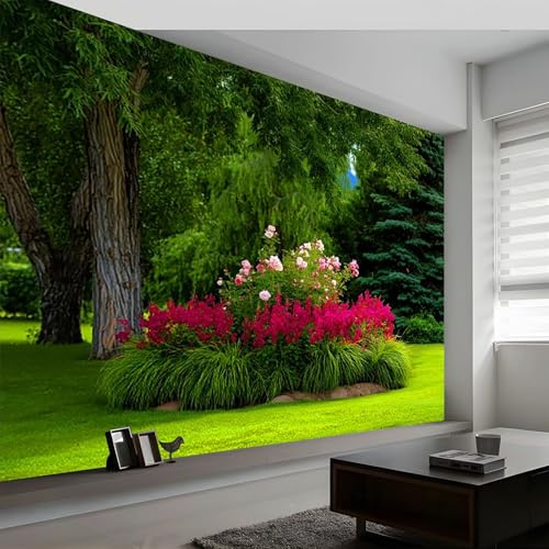 Générique 3D Papier Peint Panoramique Jardin Arbustes Arbres, Papier Peint Panoramique Murale Paysage Naturel pour Salon Chambre Chambre D'Enfant - Décoration Murale Photo 250L x 175H cm