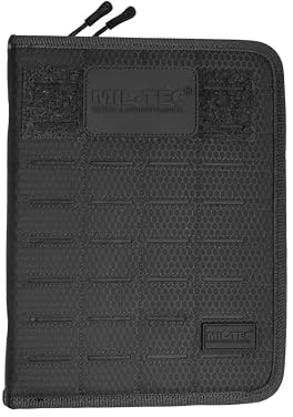 Mil-Tec Tactical Notebook Hextac • Gepolstertes Notizbuch mit Hülle/Reißverschluss • Schwarz, Medium