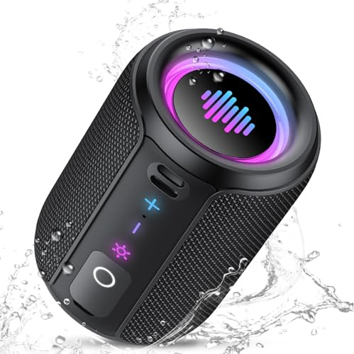 Enceinte Bluetooth, 15W Enceinte Bluetooth Puissante, Bluetooth 5.4, Basses Puissantes, avec Autonomie de 12 Heures, Surround Stéréo, Étanche IPX7, Adapté pour Les Sport/l'extérieur/La Fête/Voyage