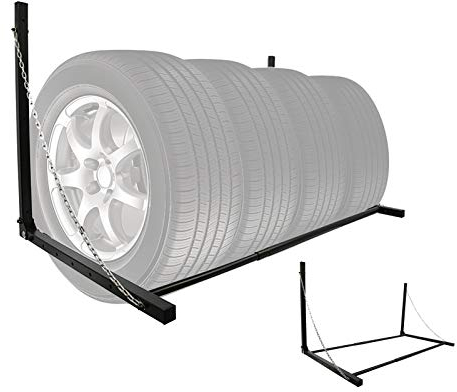 APT Reifen Wandhalter, schwarz pulverbeschichtet, Stahl, 90-130 cm, bis 90 kg