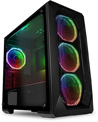 GameMax Kamikaze Pro ARGB PC Gaming Case, MATX, 4 x 120mm Dual-Ring Halo ARGB Fans Included, ARGB Hub, Integrated Fan Controller, Full Tempered Glass Side Panel Included, Water-Cooling Ready | Black