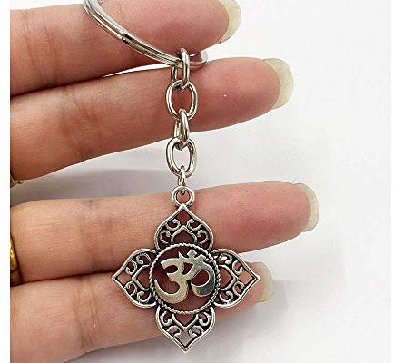 Leonor Porte Clés Original Fleur de Vie Bijou de Sac Yoga Chakra Lotus Cadeau Pas Cher pour Femme, Livraison Rapide! … (Argenté)