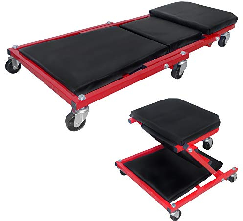 HENGMEI 2-in-1 Werkstatt Rollbrett Werkstatthocker Werkstattliege Montageliege mit 360° Rollen bis 150 kg
