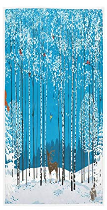 MNSRUU Handtuch mit Weihnachtsmotiv und Hirsch, Vogel, Birkenbaum, Winter, weich, Badetuch, Hotel- und Spa-Hand, Sport-Handtuch, 76 x 38 cm