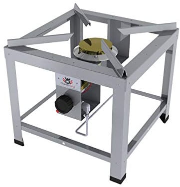ChattenGlut Professional Hockerkocher HK460 V2 - freistehendes Tischgerät aus Edelstahl mit Brenner - 11kW, regelbar für Flüssiggas, 460x460x420 mm, incl. Schlauch und Regler 50mbar